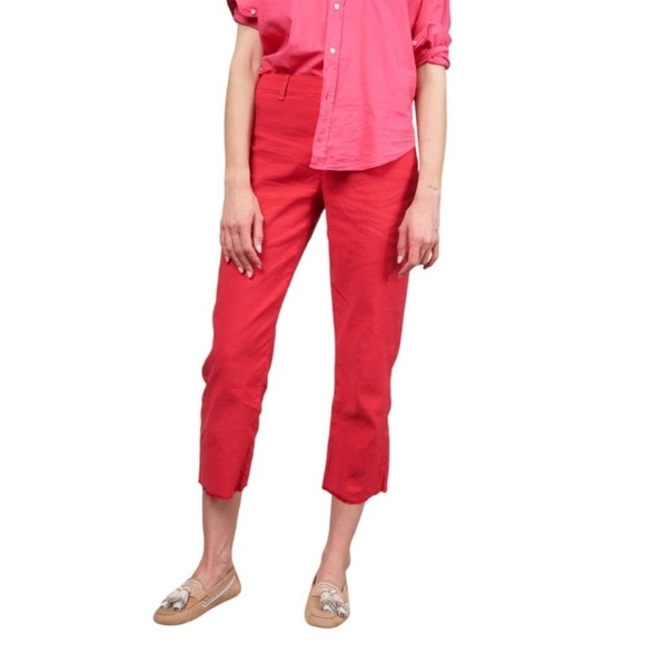 Frank & Eileen Kinsale Performance Pant Raw Hem High Rise 2 Red classic cropped - Picture 1 of 15